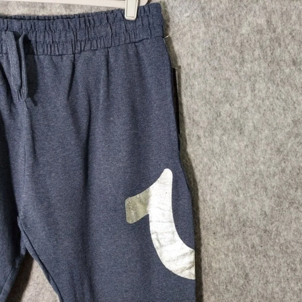 True‎ Religion Sweatpants Men L Blue Horseshoe Logo Streetwear Lounge Drawstring